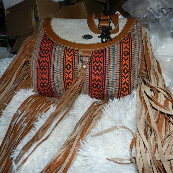 Myra Western Fringed Leather Hair-On Crossbody Shoulder Bag NWT/🆕SHIPS📦🏃🏻💨⚡ - Picture 6 of 16